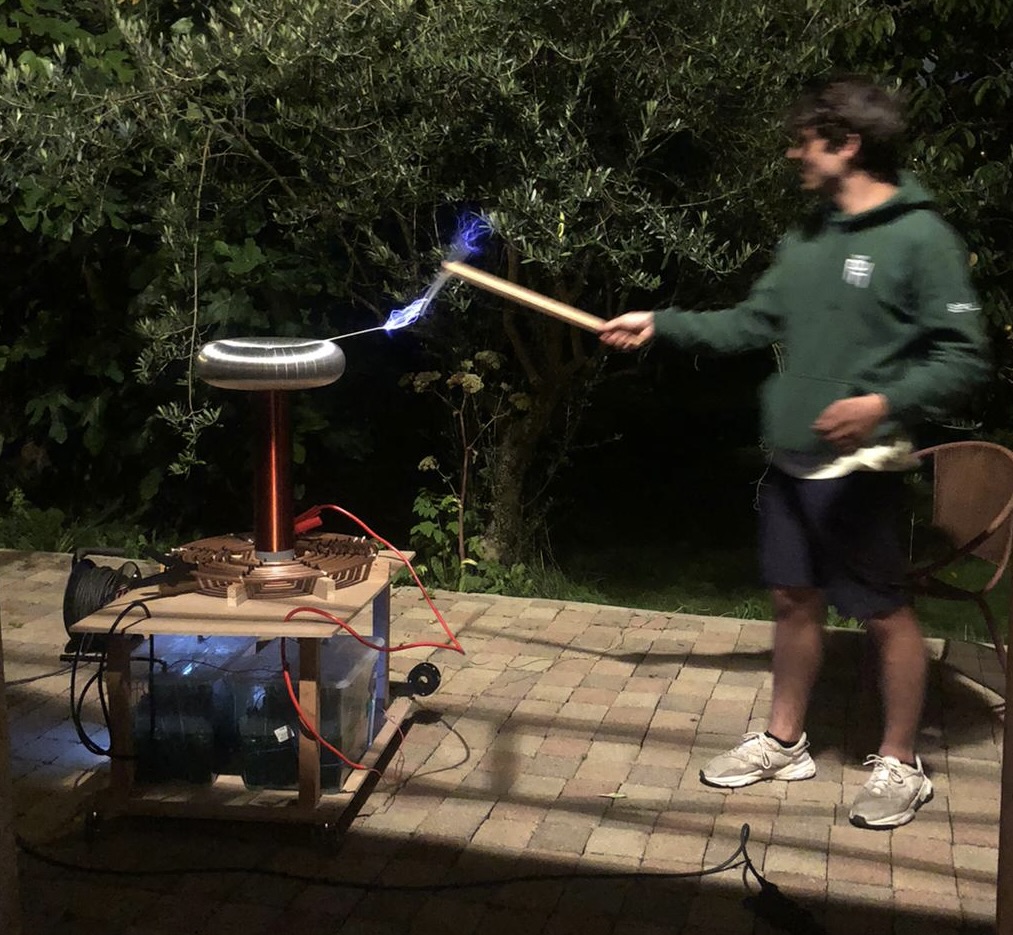 Operating Tesla Coil.